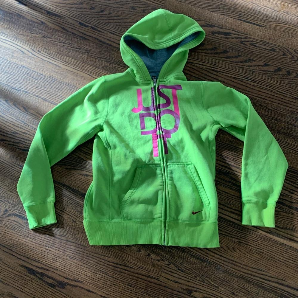 NIKE BRIGHT GREEN ZIP UP HOODIE